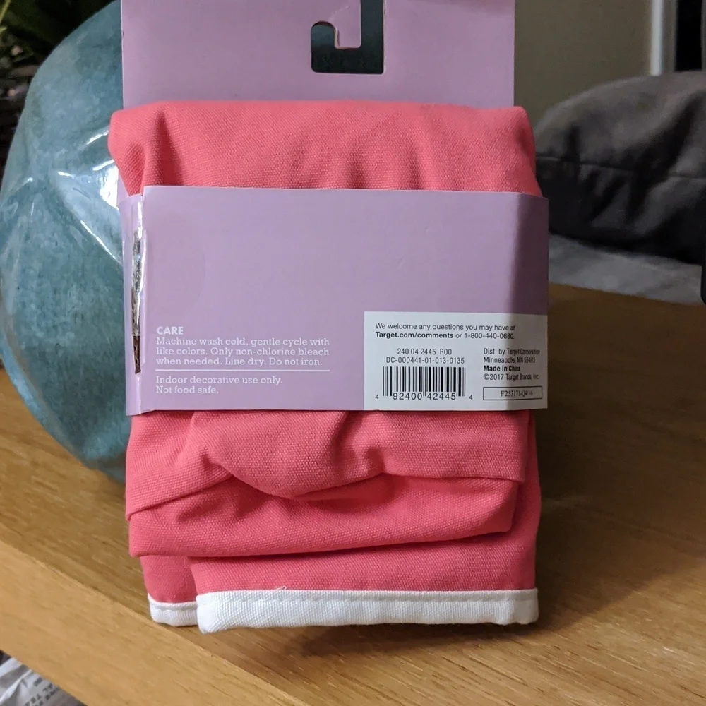 Easter Basket Liner Monogram F Pink White Trim Reversible Fabric Spring HTF